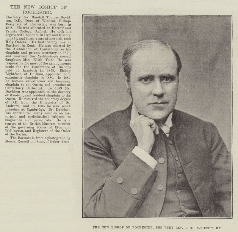 The New Bishop of Rochester, the Very Reverend R T Davidson, DD by English Photographer