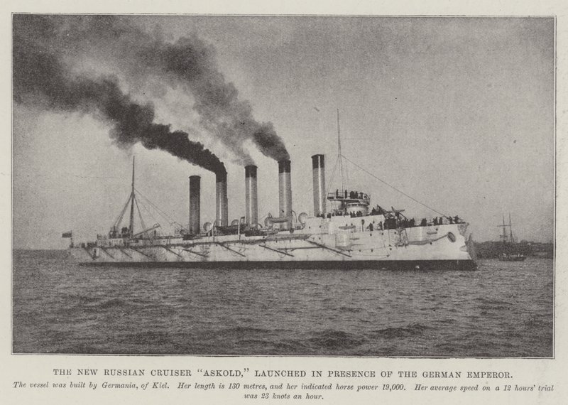 The New Russian Cruiser Askold, launched in Presence of the German Emperor by English Photographer