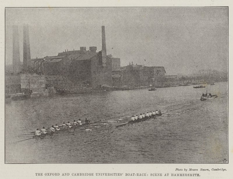 The Oxford and Cambridge Universities Boat Race, Scene at Hammersmith by English Photographer