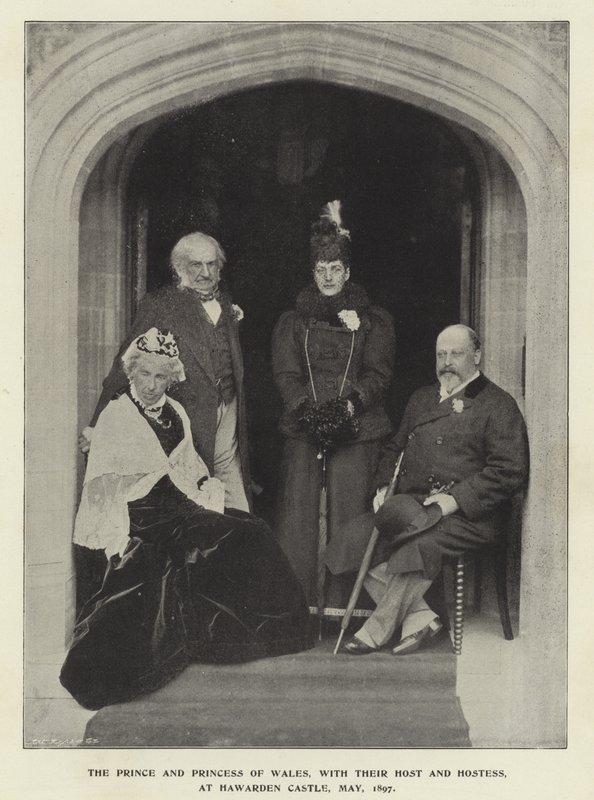 The Prince and Princess of Wales, with their host and hostess, at Hawarden Castle, May 1897 by English Photographer