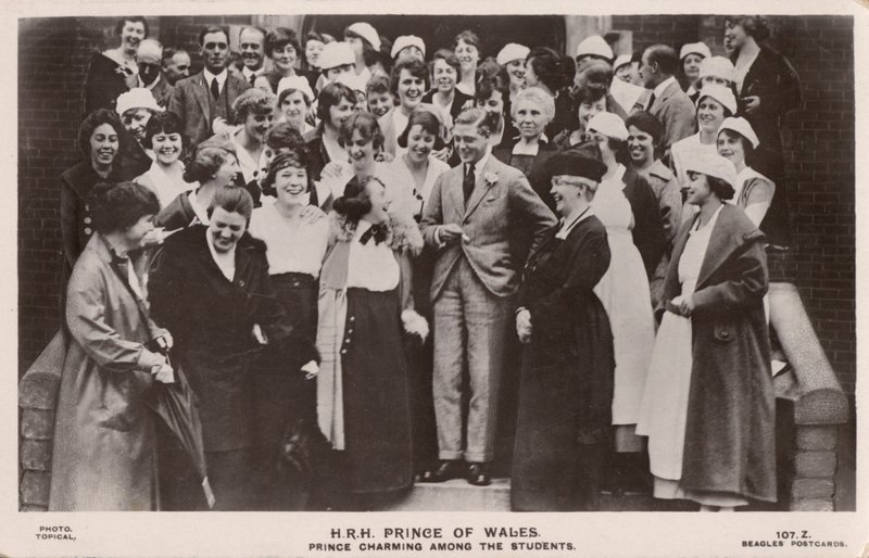 The Prince of Wales (later King Edward VIII), with a group of female students by English Photographer