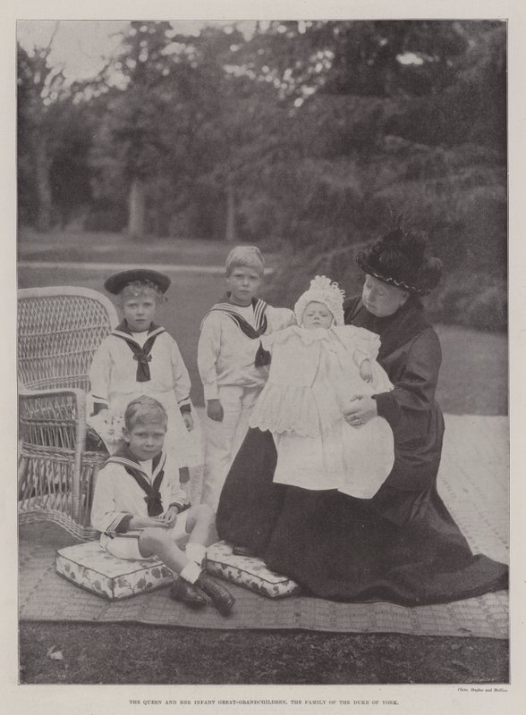 The Queen and her Infant Great-Grandchildren, the Family of the Duke of York by English Photographer