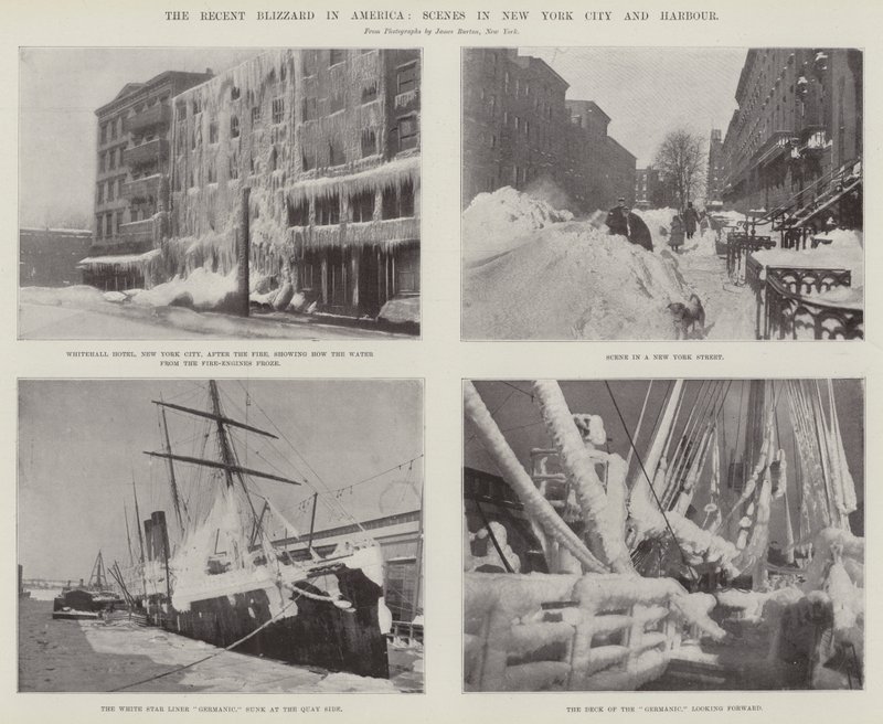 The Recent Blizzard in America, Scenes in New York City and Harbour by English Photographer