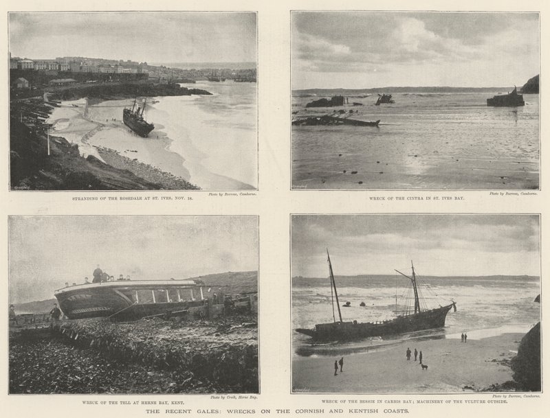 The Recent Gales, Wrecks on the Cornish and Kentish Coasts by English Photographer