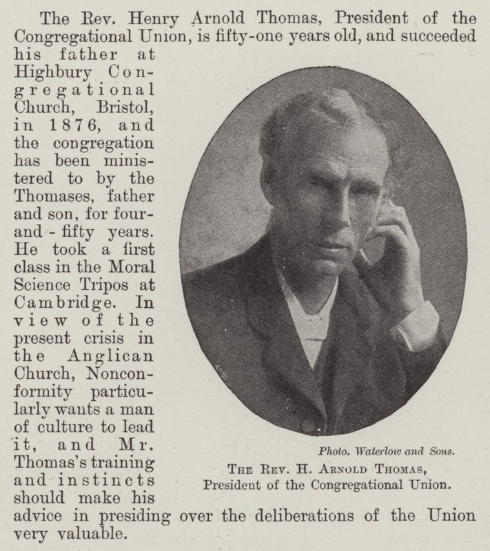 The Reverend H Arnold Thomas, President of the Congregational Union by English Photographer