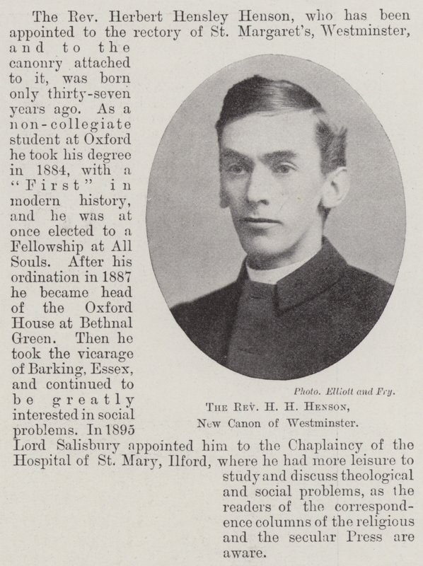 The Reverend H H Henson, New Canon of Westminster by English Photographer