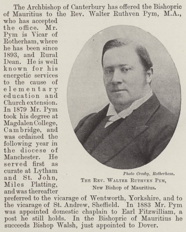 The Reverend Walter Ruthven Pym, New Bishop of Mauritius by English Photographer