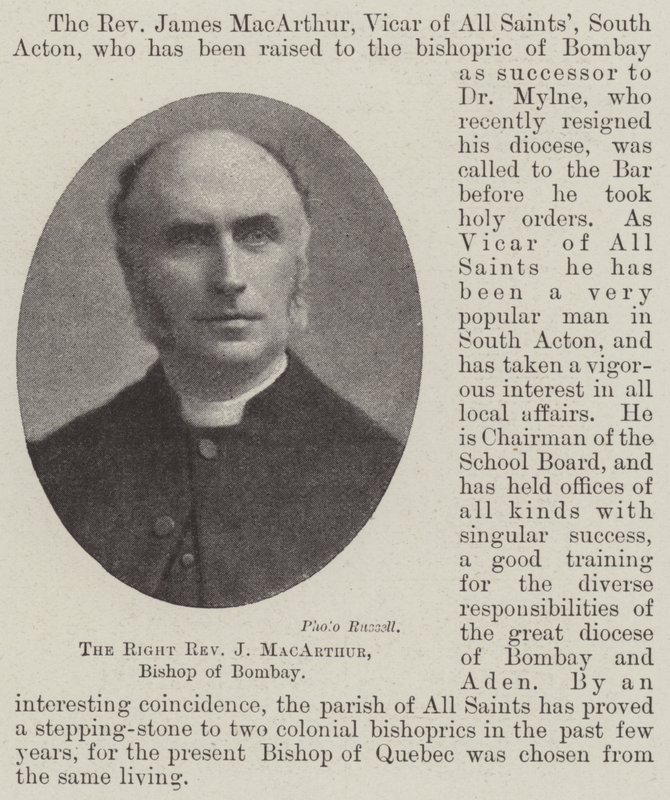 Right Reverend J MacArthur, Bishop of Bombay by English Photographer