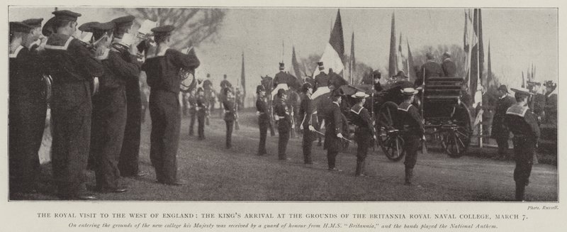 The Royal Visit to the West of England, the Kings Arrival at the Grounds of the Britannia Royal Naval College, 7 March by English Photographer