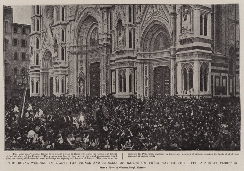 The Royal Wedding in Italy, the Prince and Princess of Naples on their Way to the Pitti Palace at Florence by English Photographer