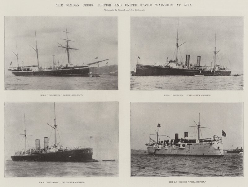 The Samoan Crisis, British and United States War-Ships at Apia by English Photographer