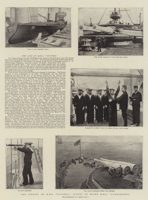The Sinking of HMS Victoria, Scenes on Board HMS Camperdown by English Photographer