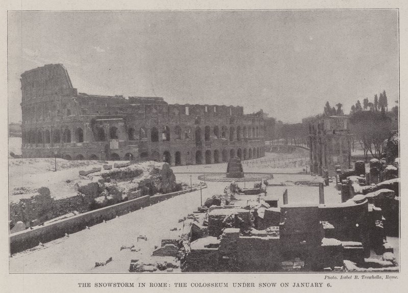 The Snowstorm in Rome, the Colosseum under Snow on 6 January by English Photographer