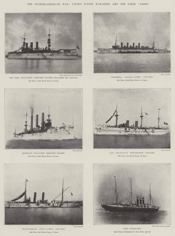 Spanish-American War, United States War-Ships, and the Liner Paris by English Photographer