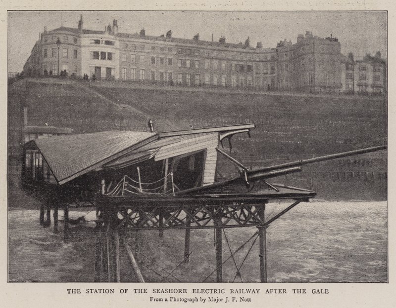 The Station of the Seashore Electric Railway after the Gale by English Photographer