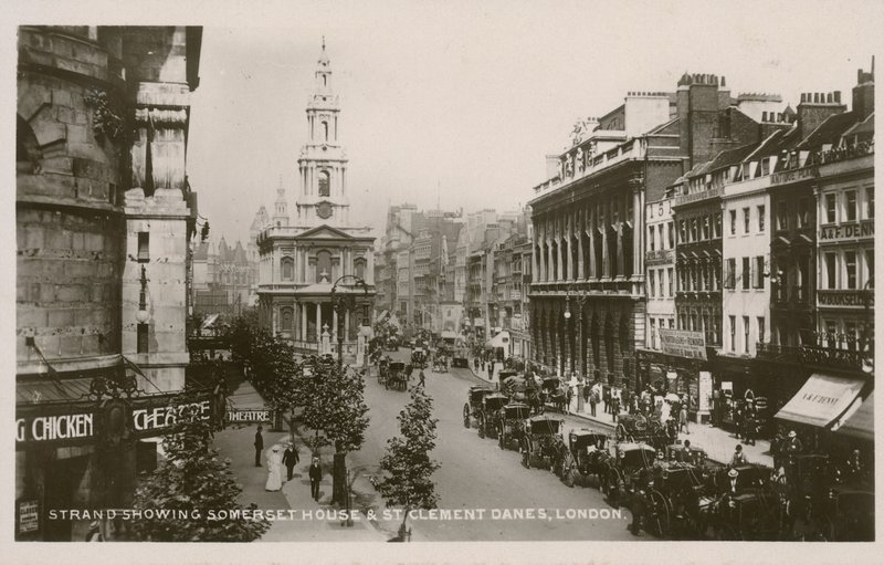 The Strand, showing Somerset House and St Clement Danes, London by English Photographer