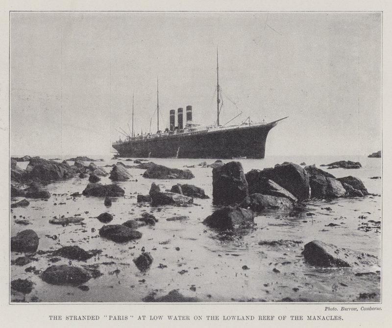 The Stranded Paris at Low Water on the Lowland Reef of the Manacles by English Photographer