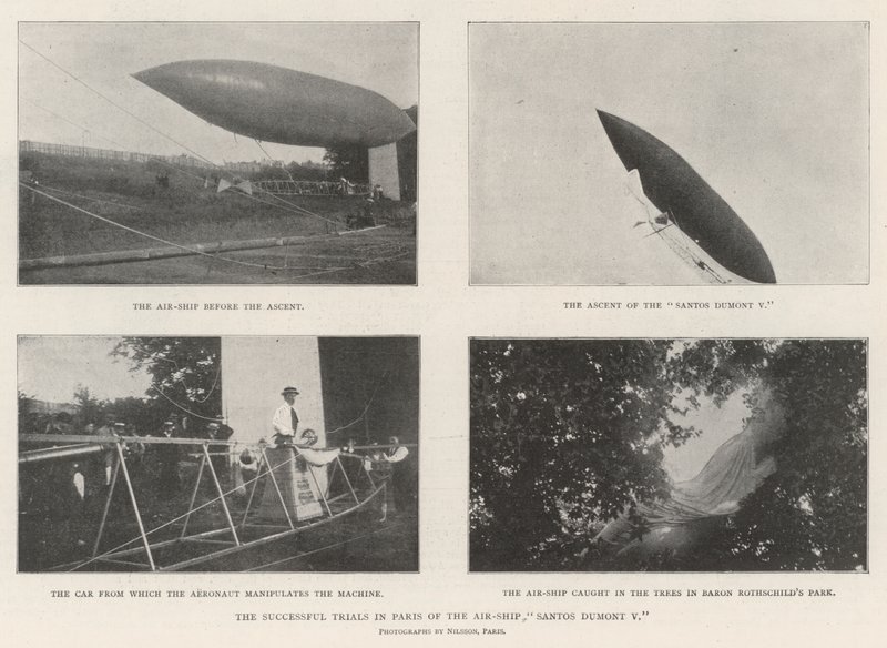 The Successful Trials in Paris of the Air-Ship Santos Dumont V by English Photographer