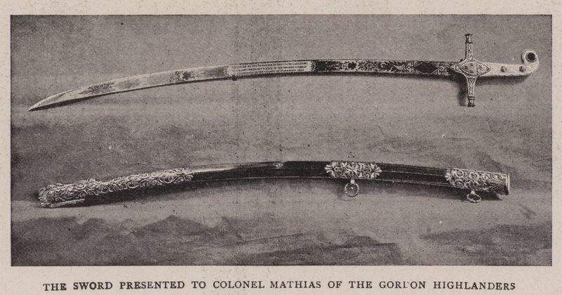 The Sword Presented to Colonel Mathias of the Gordon Highlanders by English Photographer