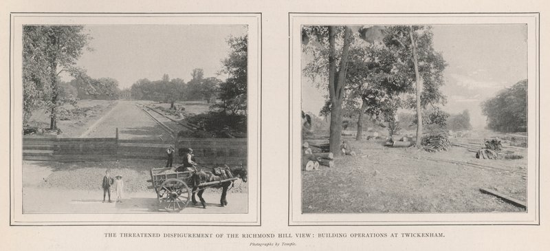 The Threatened Disfigurement of the Richmond Hill View, Building Operations at Twickenham by English Photographer