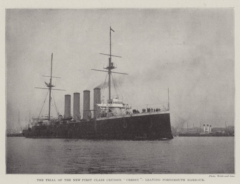 The Trial of the New First Class Cruiser Cressy, leaving Portsmouth Harbour by English Photographer