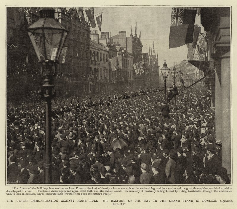 The Ulster Demonstration against Home Rule, Mr. Balfour on his Way to the Grand Stand in Donegal Square, Belfast by English Photographer