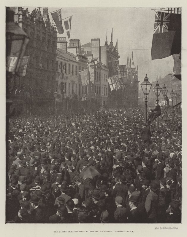 The Ulster Demonstration at Belfast, Procession in Donegal Place by English Photographer