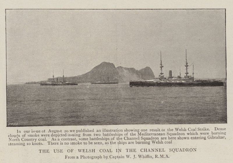 The Use of Welsh Coal in the Channel Squadron by English Photographer