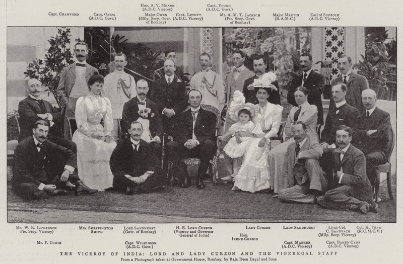 The Viceroy of India, Lord and Lady Curzon and the Vigeregal Staff by English Photographer