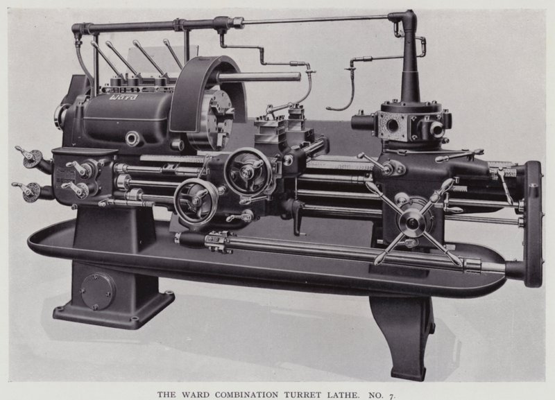 The Ward Combination Turret Lathe (black and white photo) by English Photographer