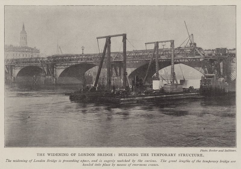 The Widening of London Bridge, Building the Temporary Structure by English Photographer