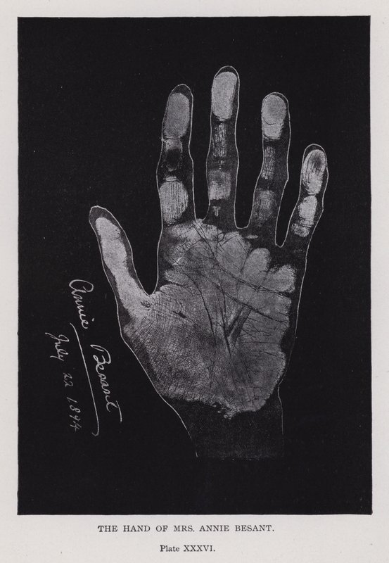 The hand of Mrs Annie Besant by English Photographer