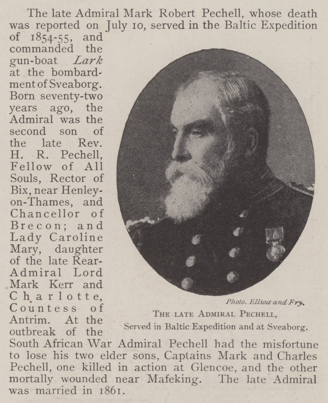 The late Admiral Pechell, served in Baltic Expedition and at Sveaborg by English Photographer