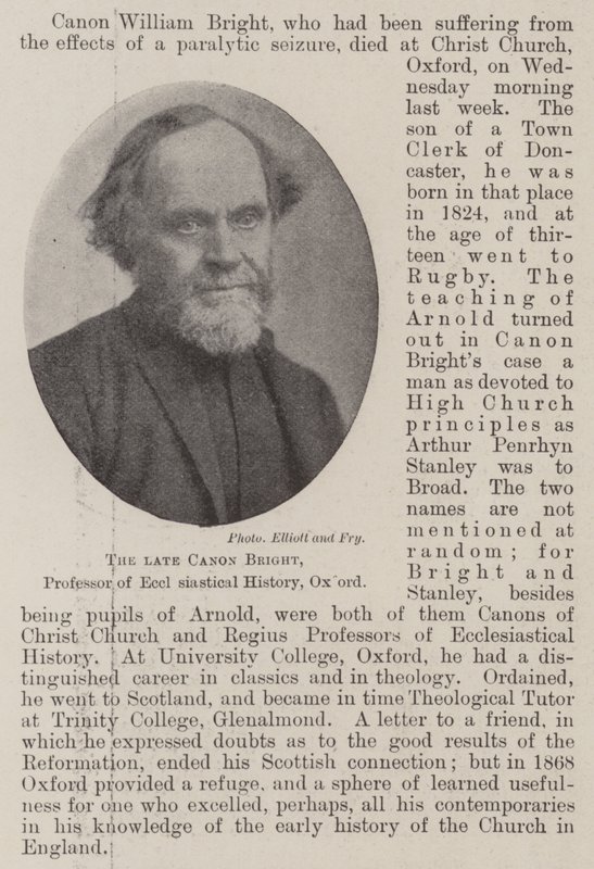 The Late Canon Bright, Professor of Ecclesiastical History, Oxford by English Photographer