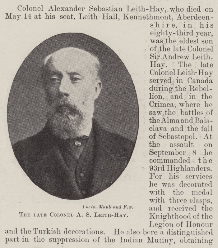 The late Colonel A S Leith-Hay by English Photographer