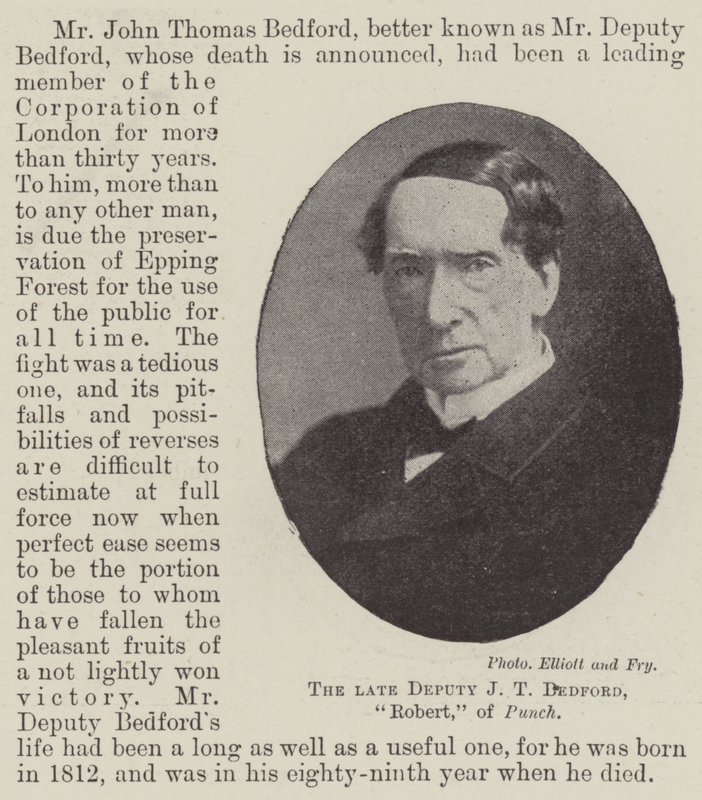 The late Deputy J T Bedford, Robert, of Punch by English Photographer