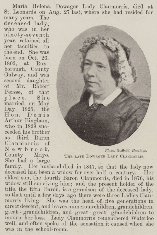 The late Dowager Lady Clanmorris by English Photographer