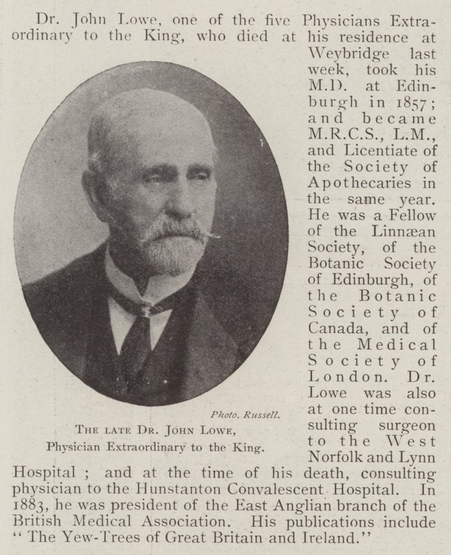 The late Dr John Lowe, Physician Extraordinary to the King by English Photographer