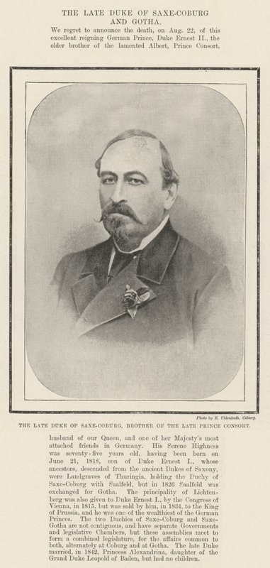 The late Duke of Saxe-Coburg, Brother of the late Prince Consort by English Photographer
