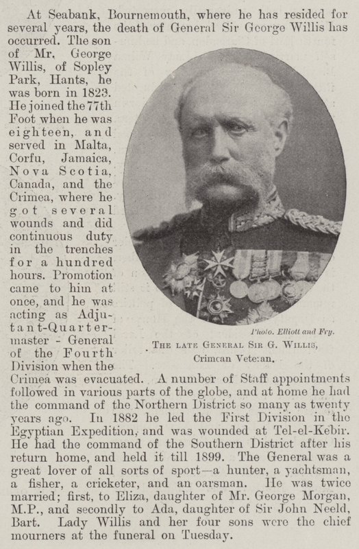 The late General Sir G Willis, Crimean Veteran by English Photographer