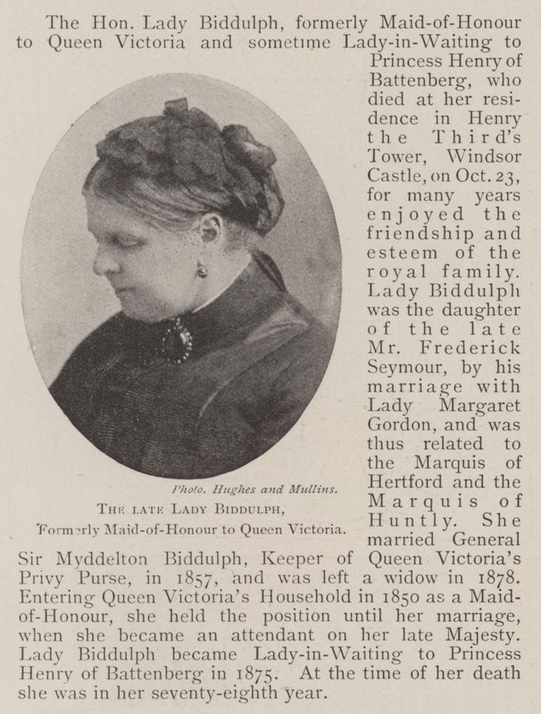 The Late Lady Biddulph, Formerly Maid-of-Honour to Queen Victoria by English Photographer