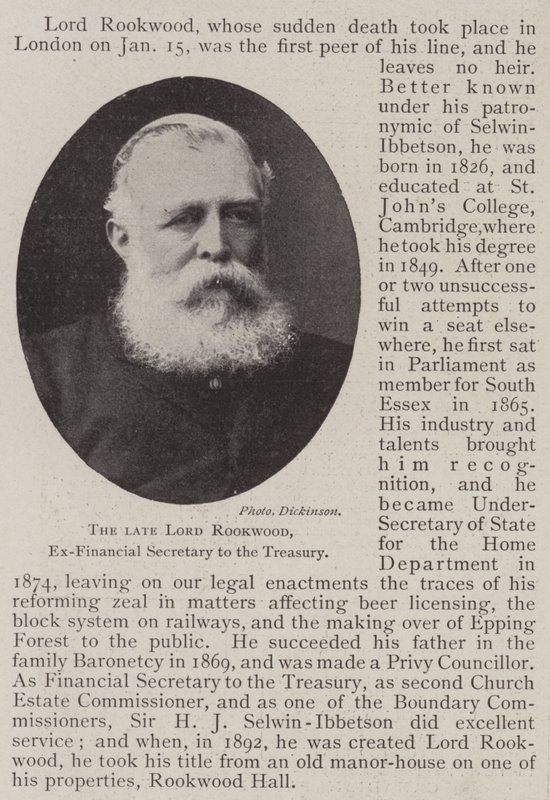The late Lord Rookwood, Ex-Financial Secretary to the Treasury by English Photographer