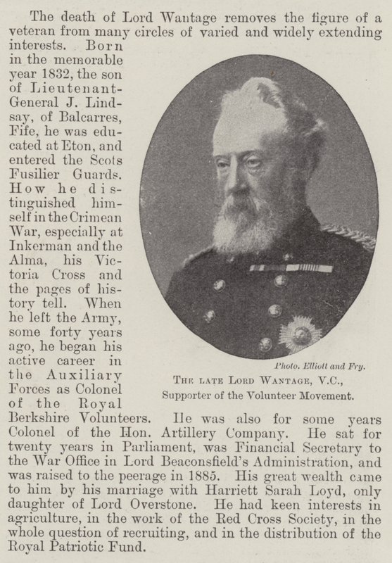 The late Lord Wantage, VC, Supporter of the Volunteer Movement by English Photographer