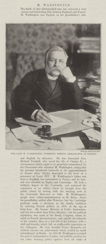 The late M. Waddington, formerly French Ambassador in London by English Photographer
