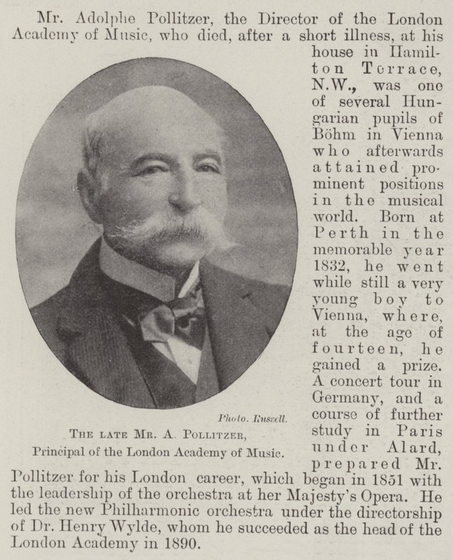 The late Mr A Pollitzer, Principal of the London Academy of Music by English Photographer