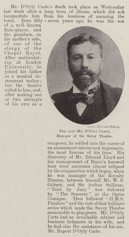 The late Mr DOyly Carte, Manager of the Savoy Theatre by English Photographer