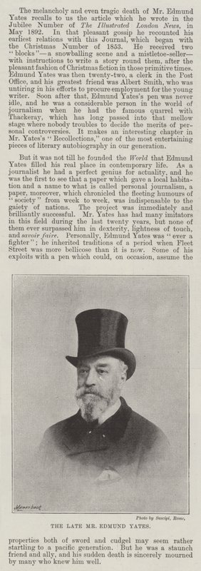 The late Mr Edmund Yates by English Photographer