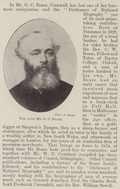The Late Mr G C Boase by English Photographer