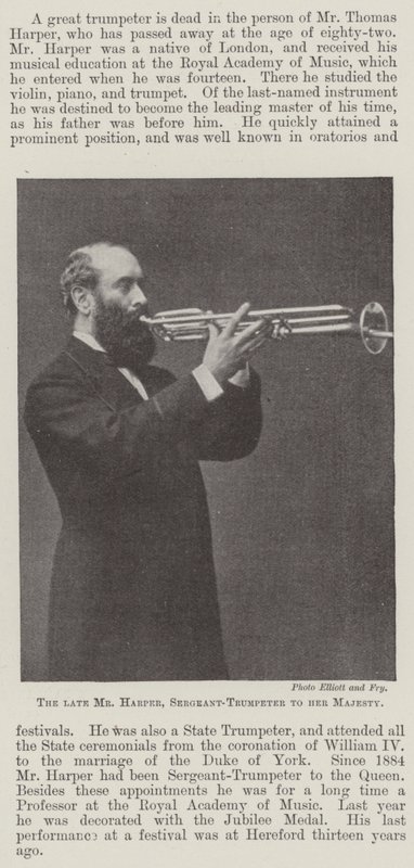The late Mr Harper, Sergeant-Trumpeter to Her Majesty by English Photographer