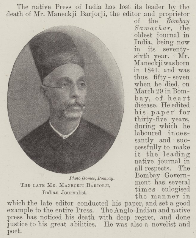 Mr Maneckji Barjorji, Indian Journalist by English Photographer
